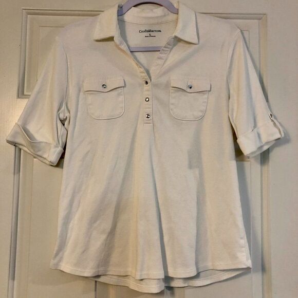 Croft & Barrow, Large, White Blouse with Two Front Pockets - Picture 1 of 10